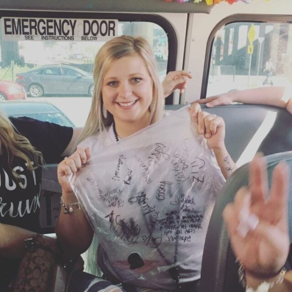 a person sitting on a bus