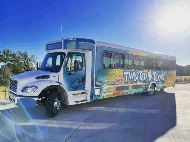 a bus parked on the side of a road