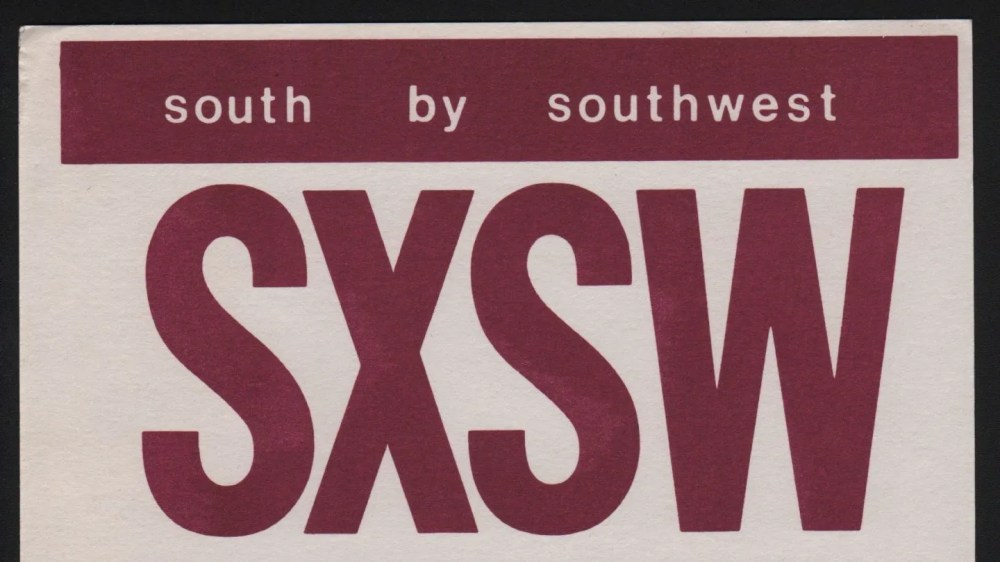 SXSW logo with text 'south by southwest' above it in red on a white background.