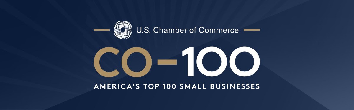 U.S. Chamber of Commerce CO-100, America's Top 100 Small Businesses badge.